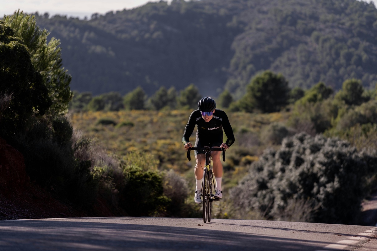 Cyclist performing workout